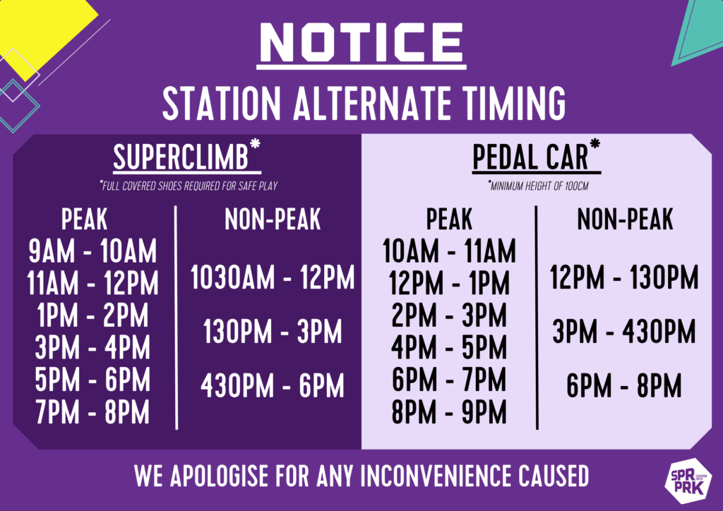 SPS SuperClimb & Pedal Car Schedule